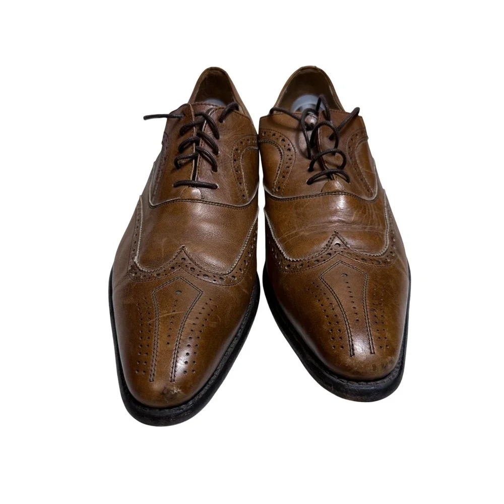 Westbury Wingtip Oxfords Mens 12 Tan Leather Goodyear Welted Brogue Dress Shoes